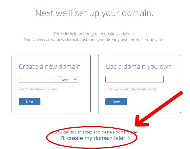 Choose a free domain with Bluehost