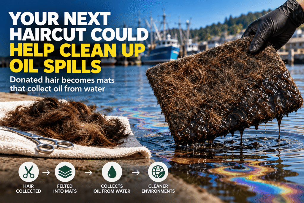 Hair mats for oil spills