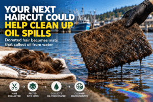Hair mats for oil spills